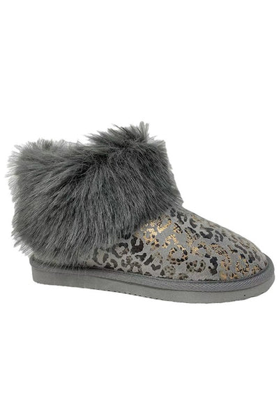 Leopard Print Frost -Fur Ankle Boots - Kweenzfashion
